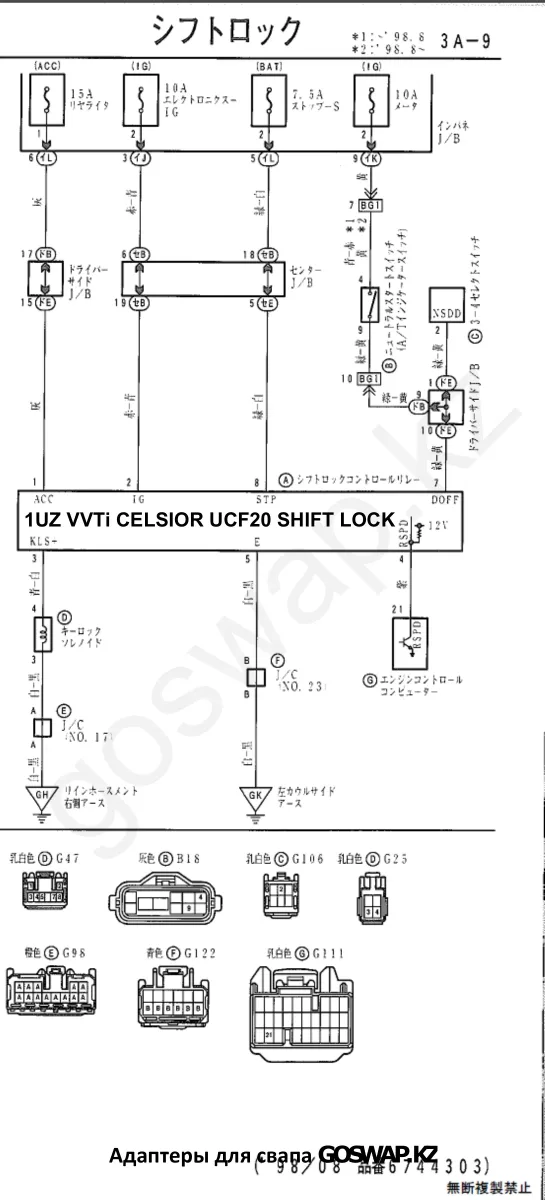 Wiring diagram 1UZ VVTi · Toyota Celsior UCF20 — page 7 of 7