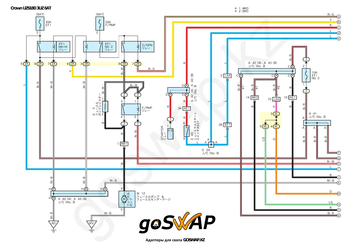 Wiring diagram 3UZ 6AT · Toyota Crown Majesta UZS180 — page 1 of 21