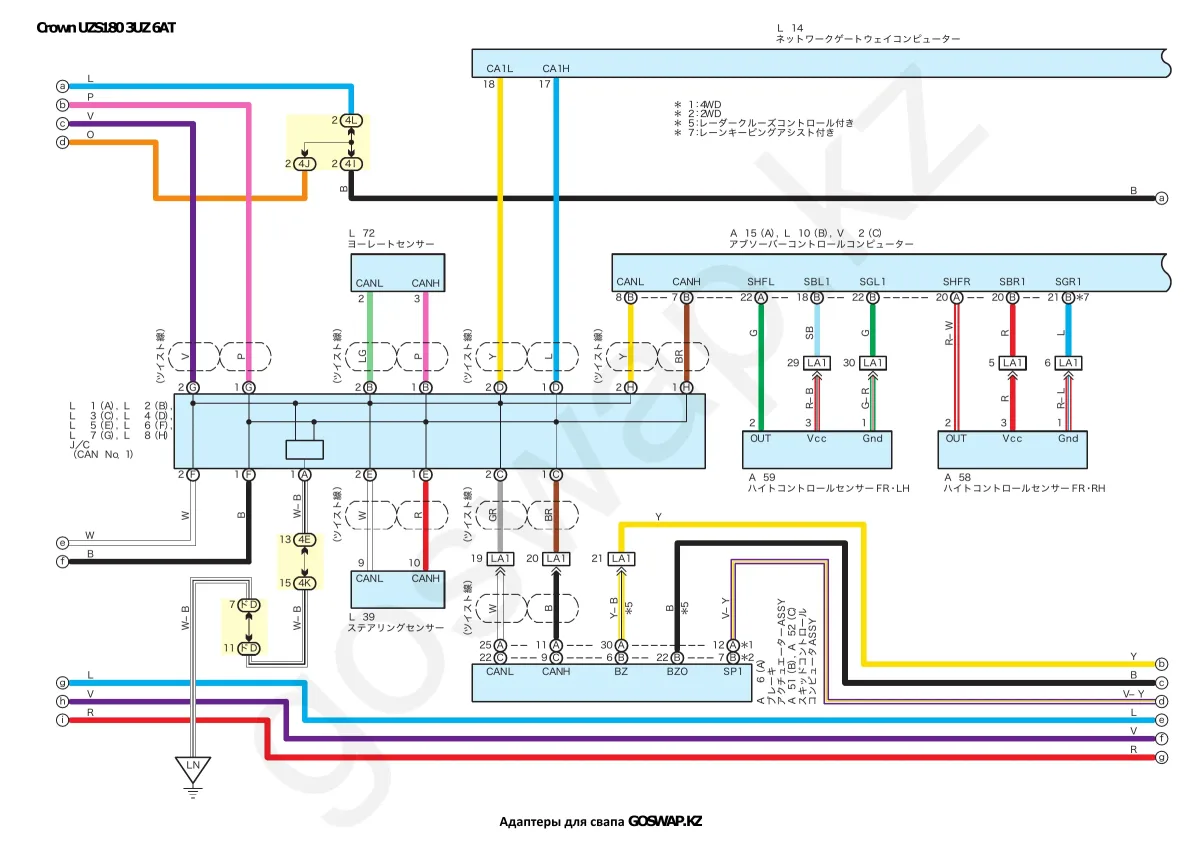 Wiring diagram 3UZ 6AT · Toyota Crown Majesta UZS180 — page 10 of 21