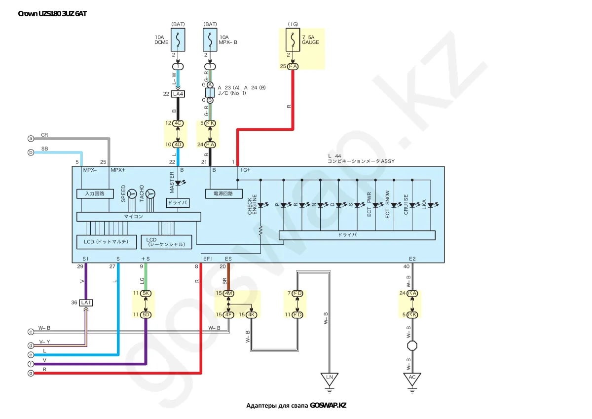 Wiring diagram 3UZ 6AT · Toyota Crown Majesta UZS180 — page 13 of 21