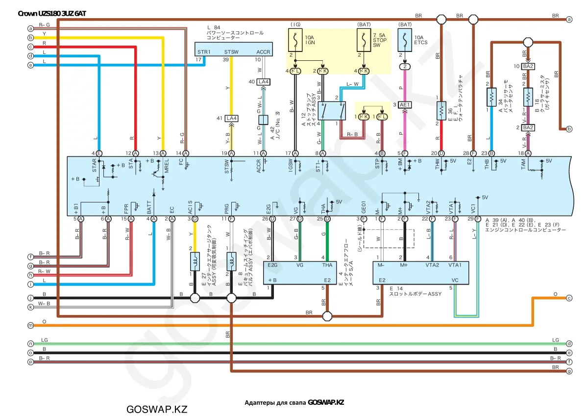Wiring diagram 3UZ 6AT · Toyota Crown Majesta UZS180 — page 2 of 21