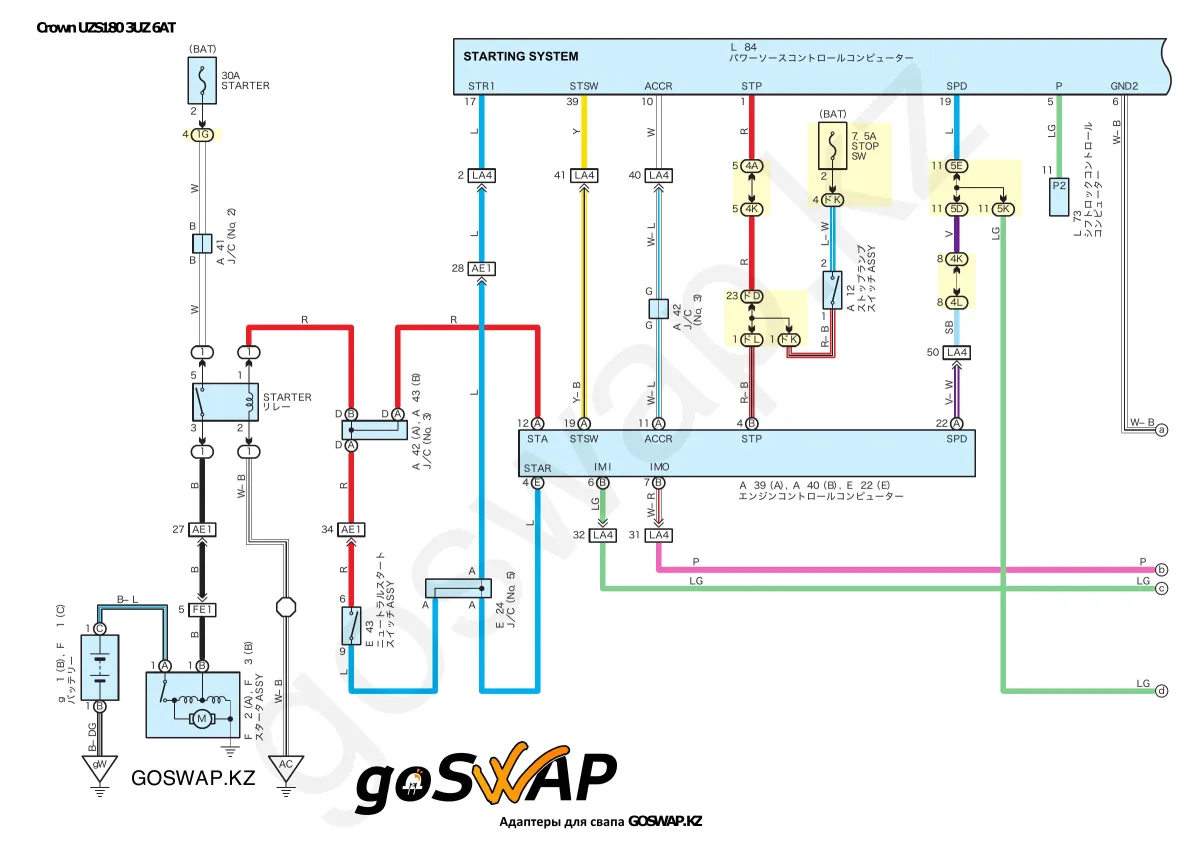 Wiring diagram 3UZ 6AT · Toyota Crown Majesta UZS180 — page 20 of 21
