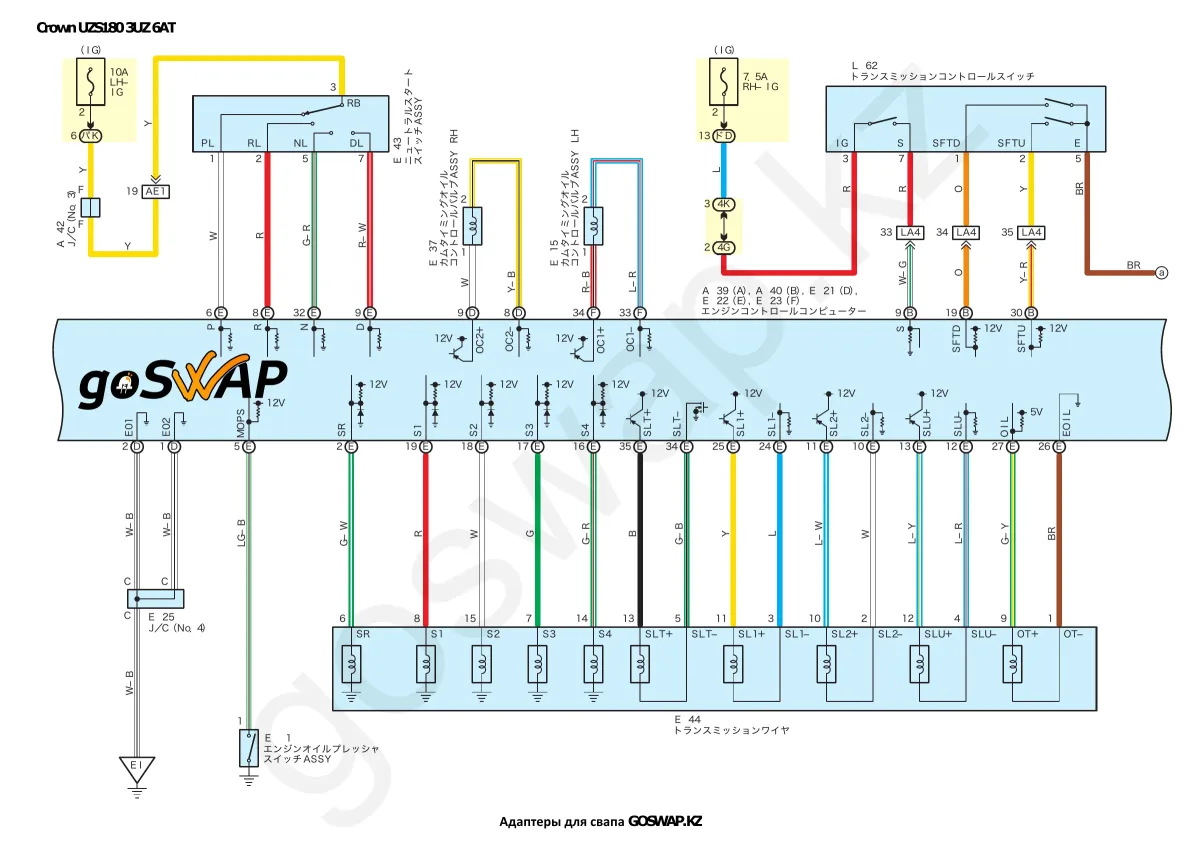 Wiring diagram 3UZ 6AT · Toyota Crown Majesta UZS180 — page 6 of 21