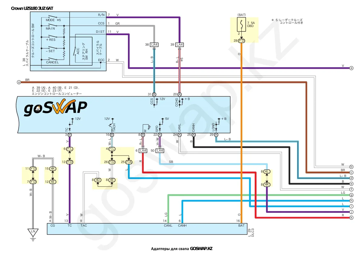 Wiring diagram 3UZ 6AT · Toyota Crown Majesta UZS180 — page 7 of 21