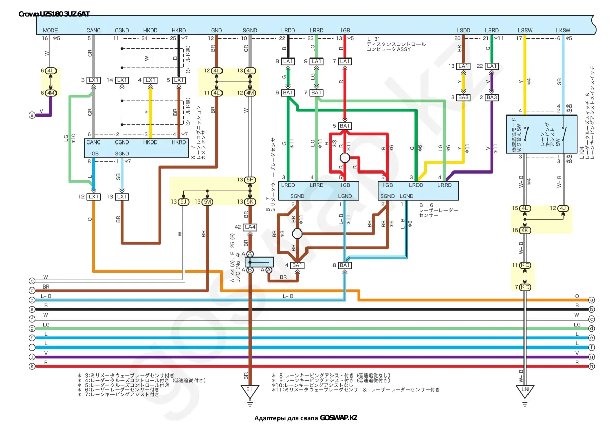 Wiring diagram 3UZ 6AT · Toyota Crown Majesta UZS180 — page 8 of 21