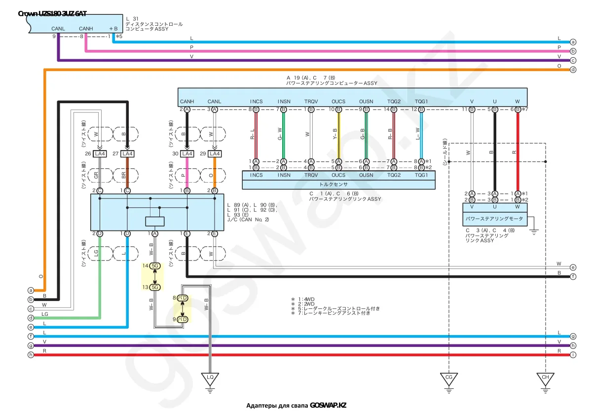 Wiring diagram 3UZ 6AT · Toyota Crown Majesta UZS180 — page 9 of 21