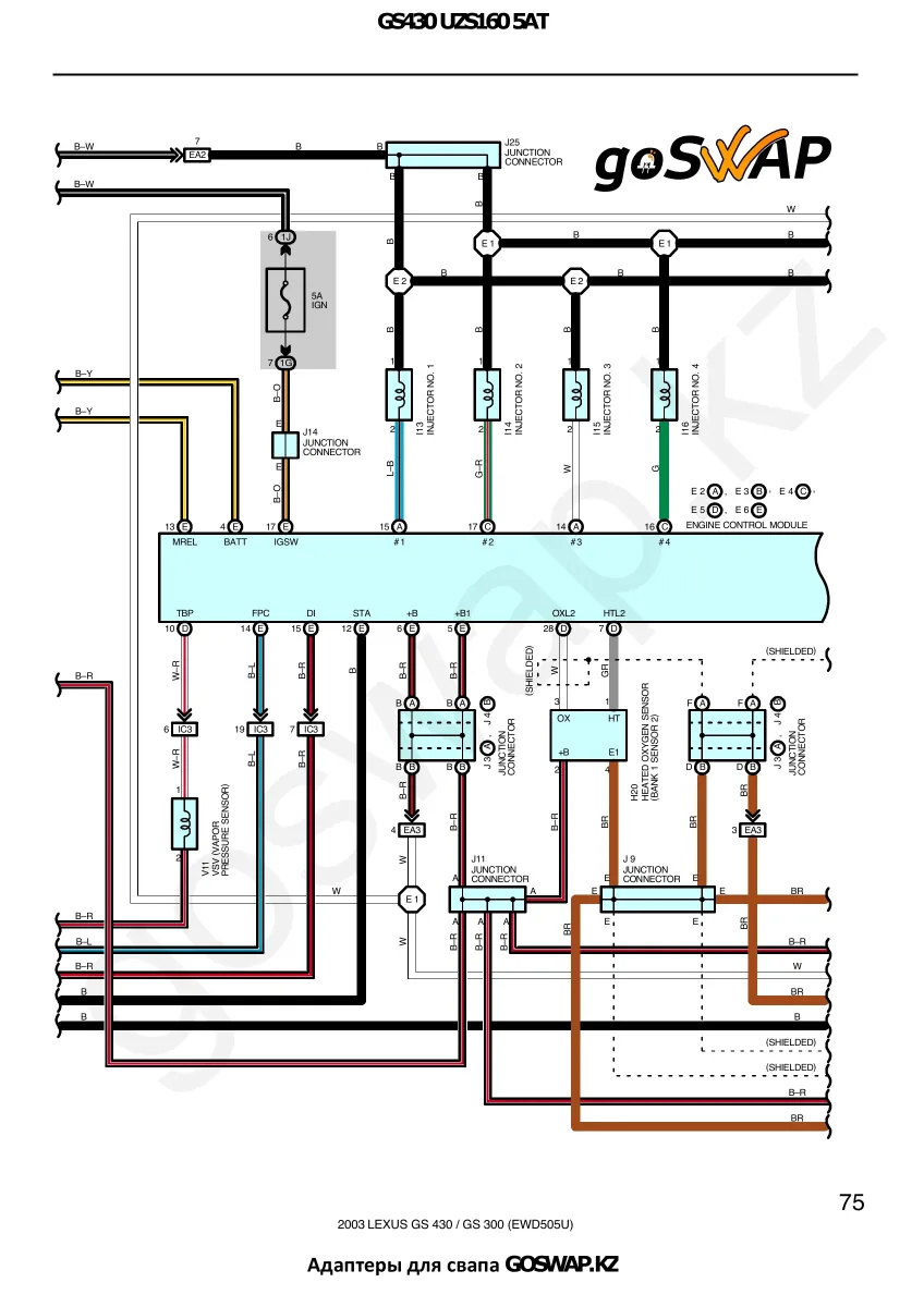 Wiring diagram 3UZ 5AT · Lexus GS430 UZS160 — page 2 of 38