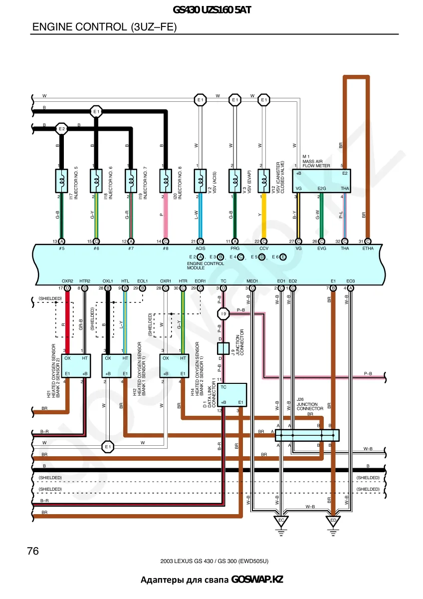 Wiring diagram 3UZ 5AT · Lexus GS430 UZS160 — page 3 of 38