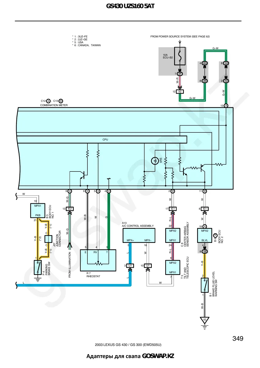 Wiring diagram 3UZ 5AT · Lexus GS430 UZS160 — page 34 of 38