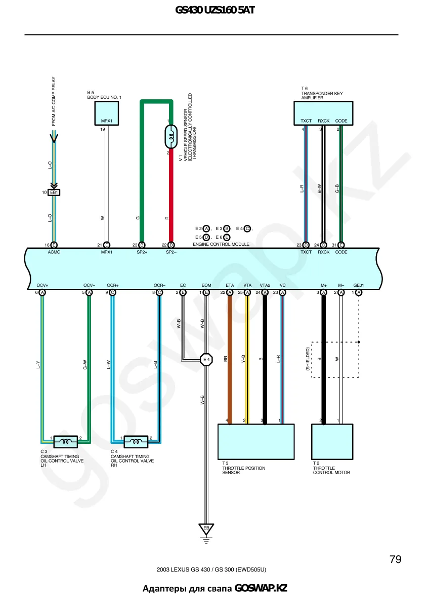Wiring diagram 3UZ 5AT · Lexus GS430 UZS160 — page 6 of 38
