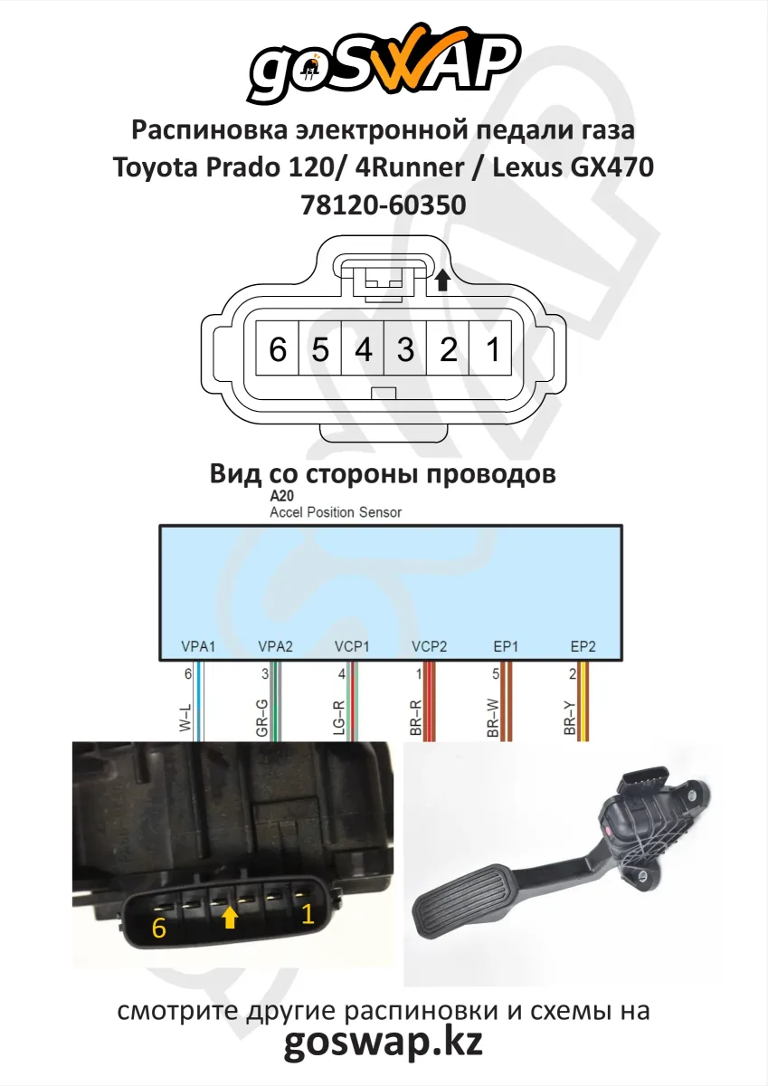 Accelerator pedal pinout · Toyota Prado 120 / 4Runner 215 / Lexus GX470 — page 1 of 1
